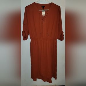 Beautiful copper dress pirate ties and stretch gathered waist